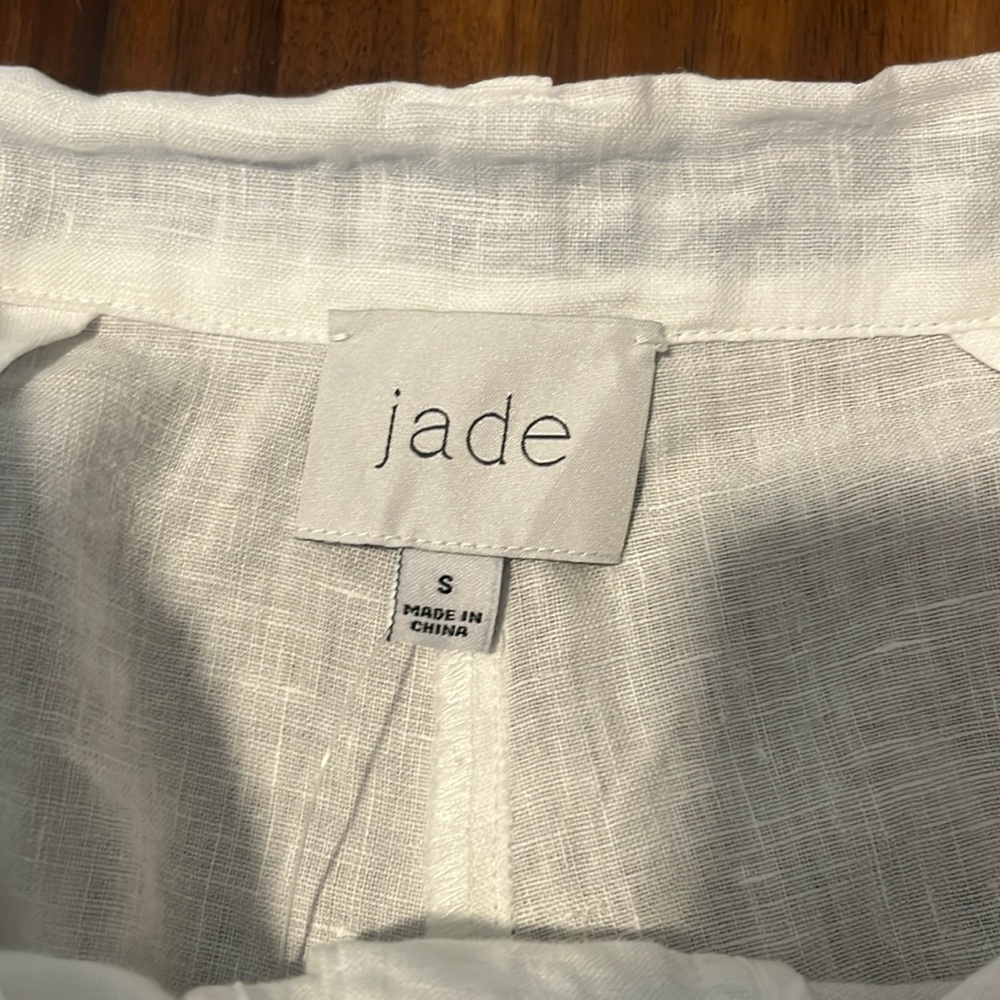 New Johnny Was Tai Linen Jade White and Blue Shorts with Ornate Design - Picture 14 of 16